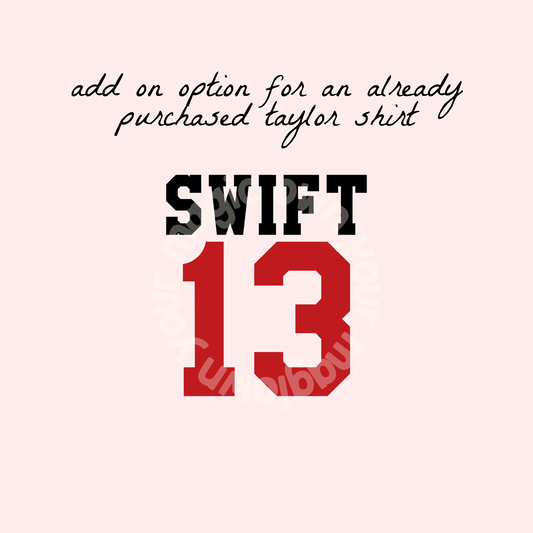 Back Design Only - JERSEY NUMBER ADD ON FOR SWIFT