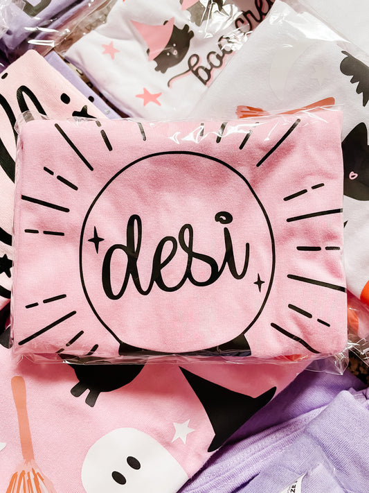 Pink 4T Personalized Crystal Ball. Name Desi