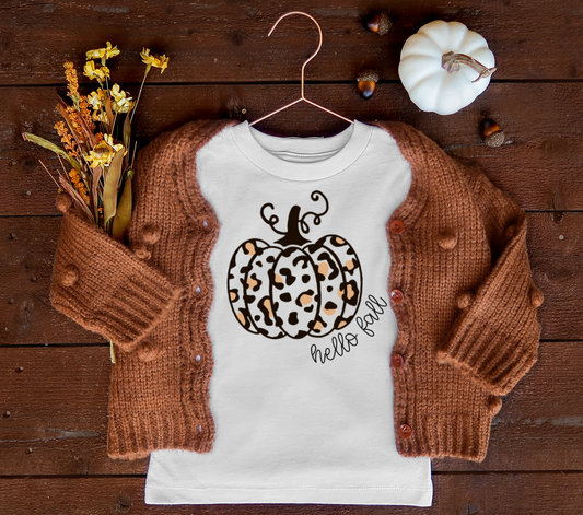 Kids hello fall leopard