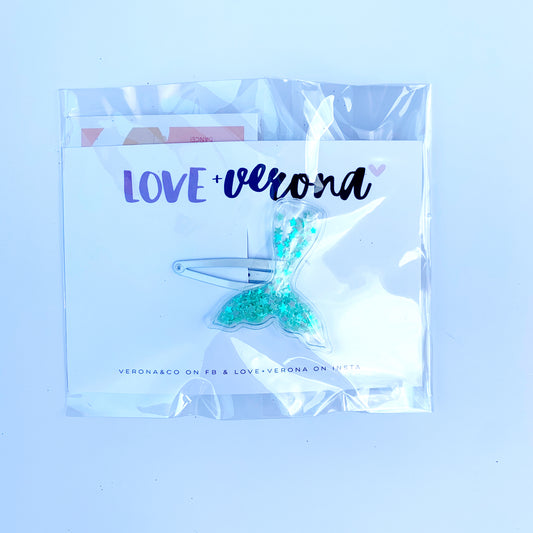 Mint Mermaid Tail snap clip