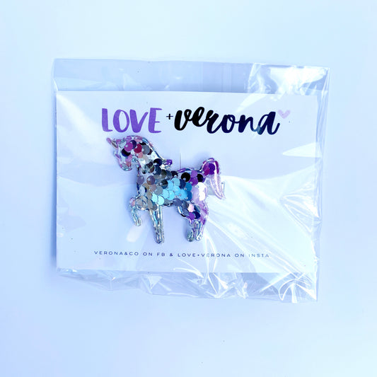 Unicorn Sequin Alligator Clip