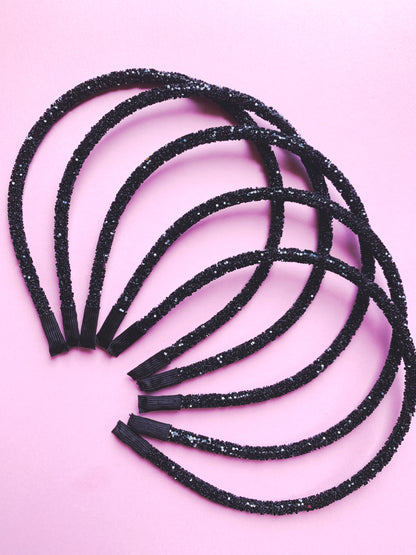 Black Chunky Glitter Headband