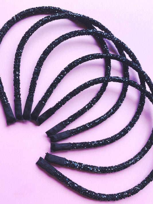 Black Chunky Glitter Headband