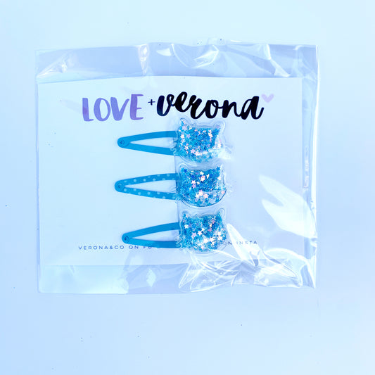 Blue kitty shaker clips